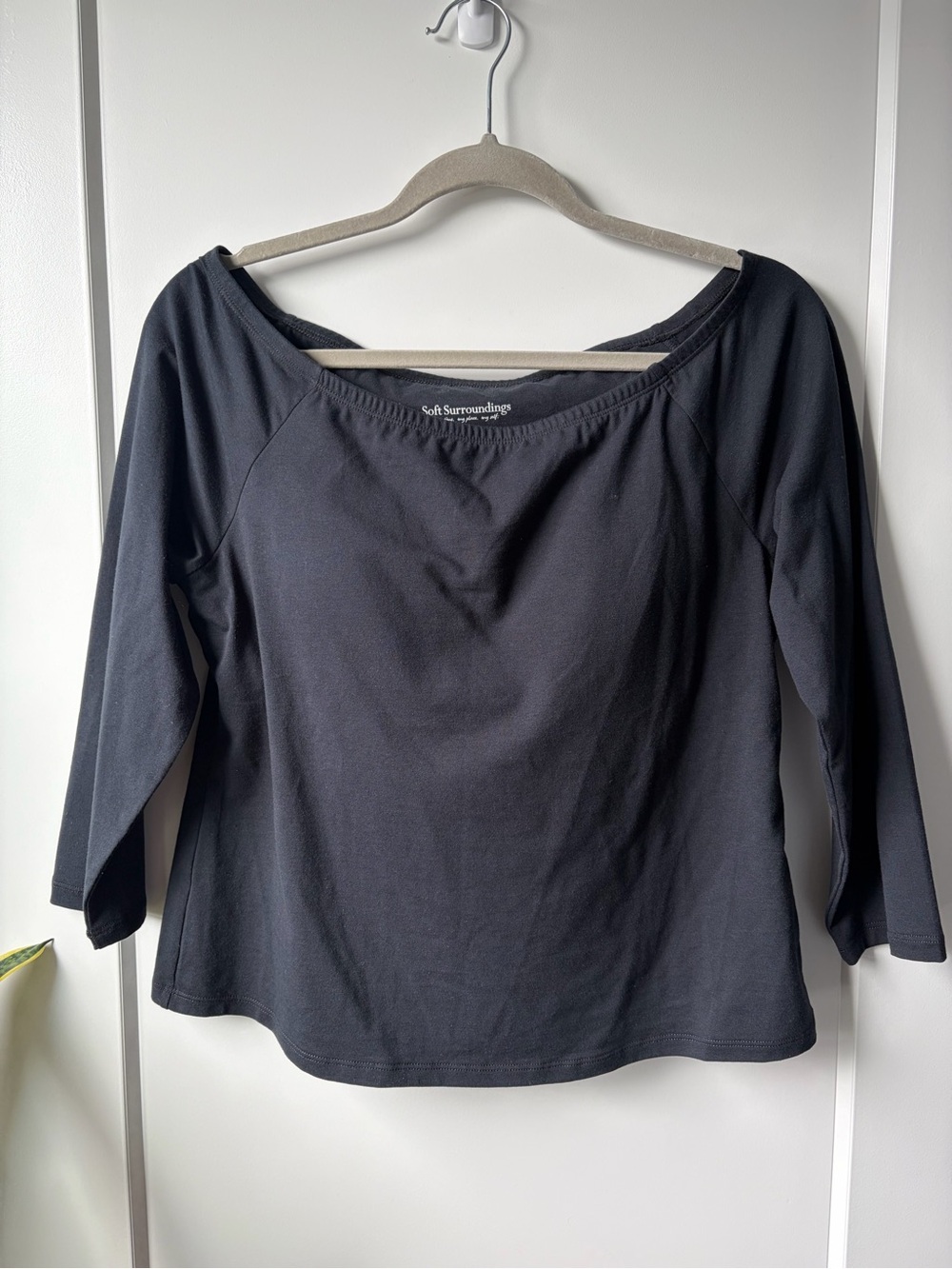 Soft Surroundings Black Boatneck Long Sleeve Top